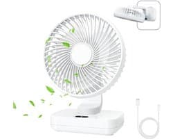 Mini Desk Fan - Stille en Oplaadbare Persoonlijke Ventilator met 4 Windsnelheden en 270° Oscillatie voor Thuis, Kantoor en Reizen