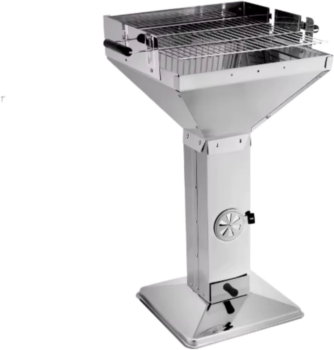 Grill Houtskool BBQ Fioren - Voor Tuin, Camping & Outdoor - Draagbare Trechterbarbecue met Plank - Roestvrijstaal - 48x63x90 cm — afbeelding 1
