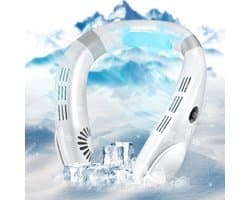 Nekventilator met koelplaat|Draagbare nek-airconditioner|Oplaadbare batterij|Handsfree, bladloze ventilator voor sportschool, kantoor, reizen, kamperen|Persoonlijke koelventilator met 3 snelheden