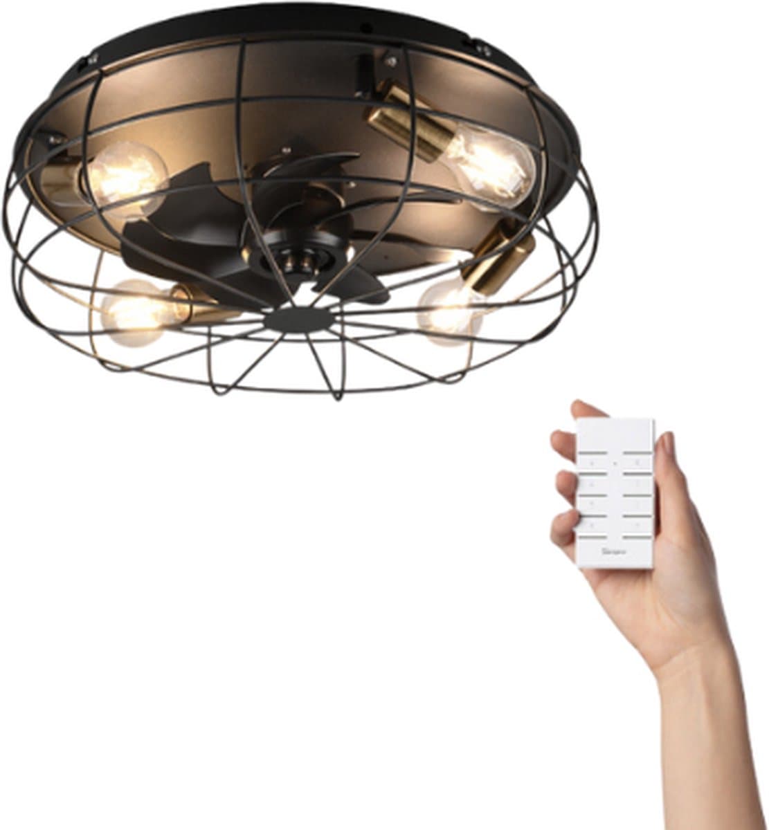 Fantiluxe - Sam - Plafondventilator met verlichting - Zwart - Ø48cm - Afstandsbediening - Met lamp - Plafond ventilator - Slaapkamer — afbeelding 1
