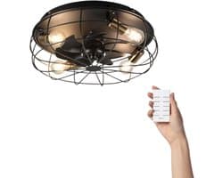 Fantiluxe - Sam - Plafondventilator met verlichting - Zwart - Ø48cm - Afstandsbediening - Met lamp - Plafond ventilator - Slaapkamer