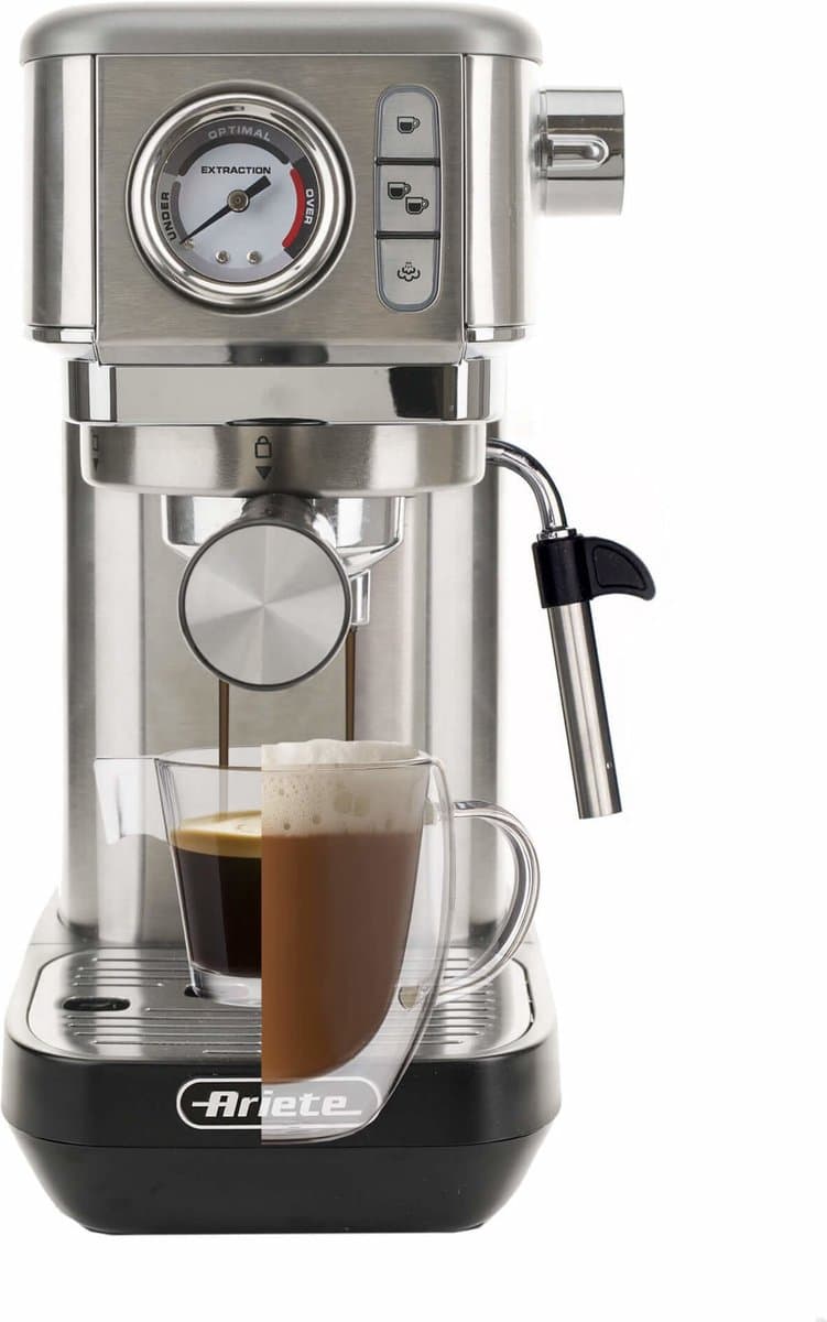 Ariete 1381/10 Moderna - Espressomachine/Pistonmachine - 15 bar - inhoud 1.1 liter - Manometer - Zilver — afbeelding 1