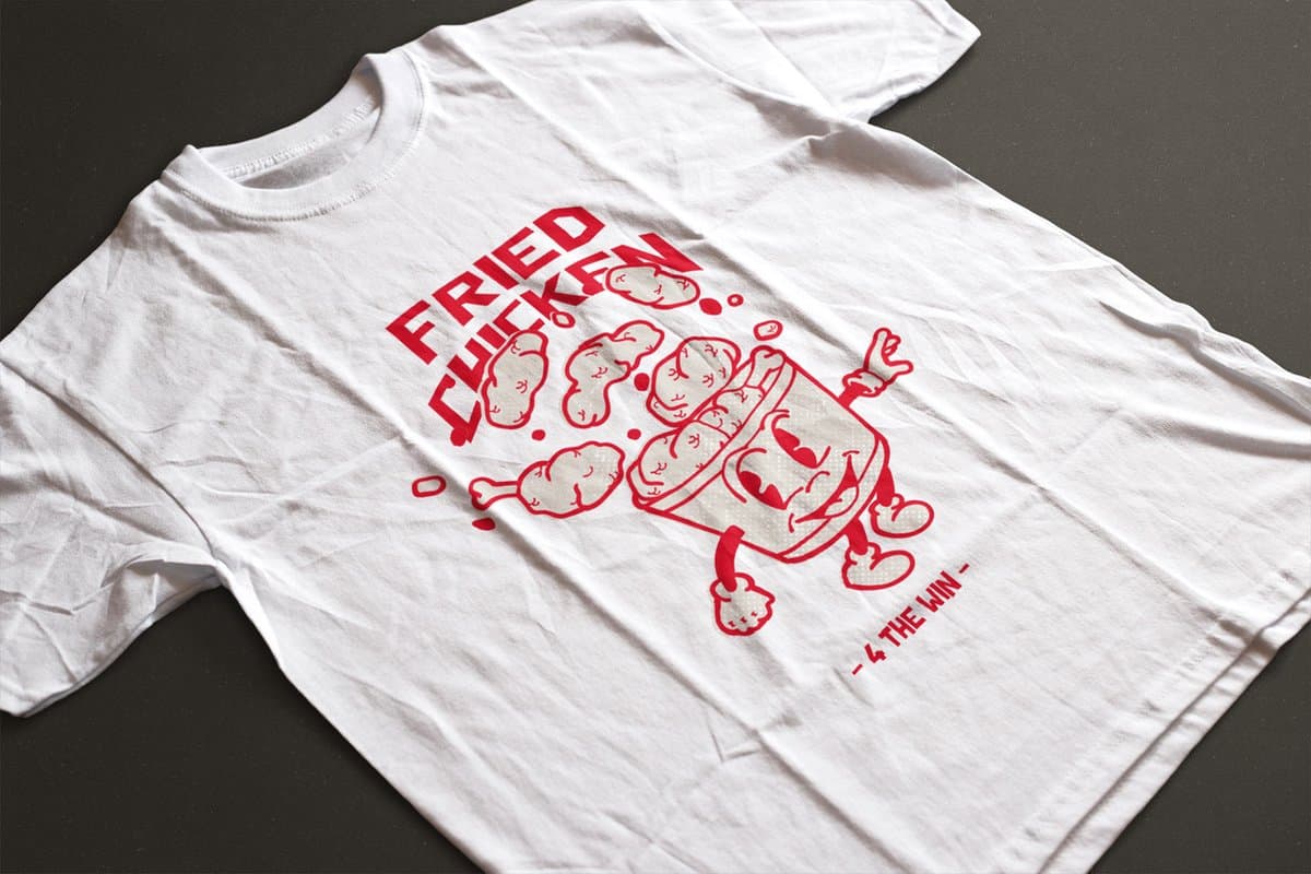 Shirt - Fried chicken - Wurban Wear | Grappig shirt | Dieet | Unisex tshirt | Fast food | Airfryer | Sport | Verwenpakket | Wit & Zwart — afbeelding 1
