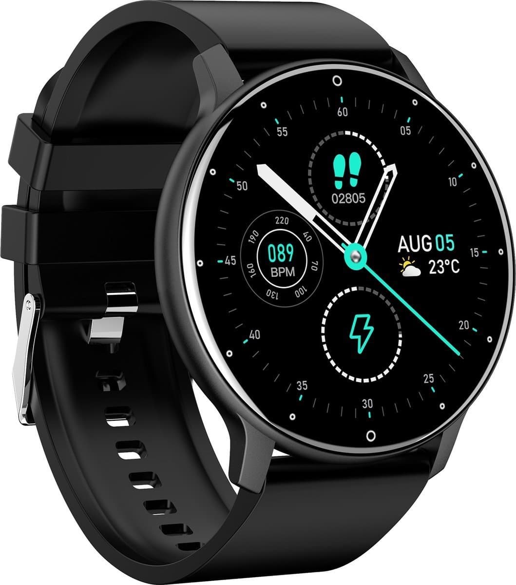 Parya Official Dark Black - Smartwatch - Smartwatch Heren - Smartwatch Dames - Stappenteller Horloge - Smartwatches - Bloeddrukmeter pols - Saturatiemeter - IOS & Android — afbeelding 1