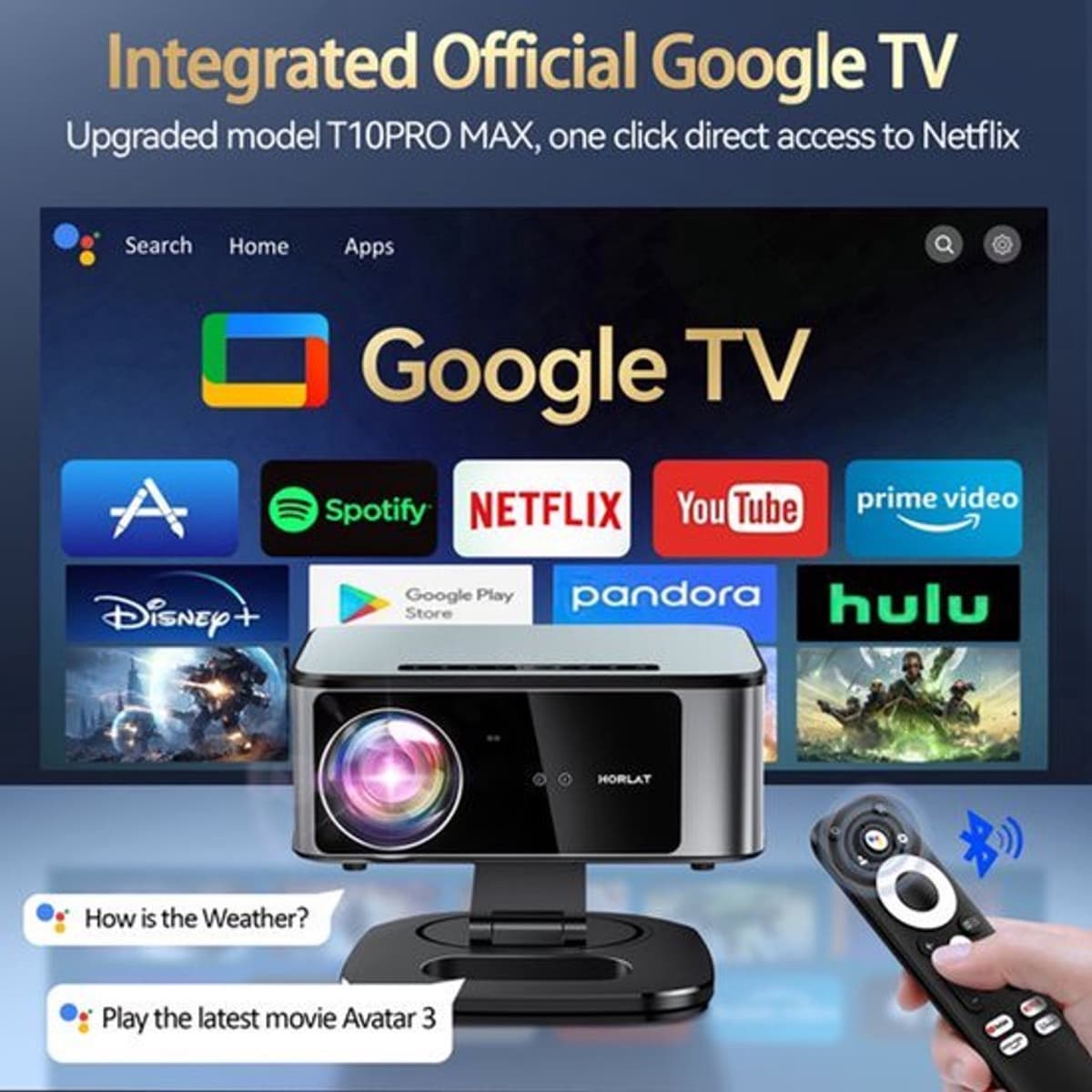 Beamer 3200 ANSI Lumen - Full HD 1920x1080 Resolutie - LED Lichtbron - Android 14 Systeem - Home Theater Projector — afbeelding 1