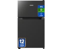CHiQ CTM68LGD - Tafelmodel Koelkast Met Vriesvak - Totaal 66 Liter - Energielabel D - Stil: 37dB - Zwart - 12 jaar garantie op compressor - 2026 Nieuw