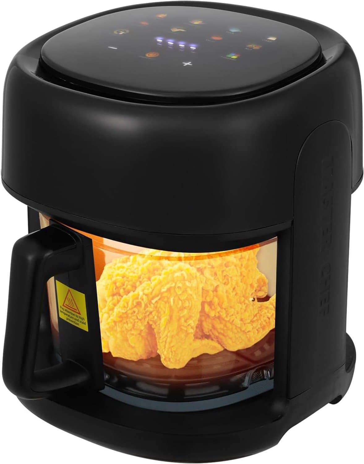 Heteluchtfriteuse met kijkvenster, 3,3 liter, temperatuurbereik, LCD 80-190 °C, compacte friteuse zonder olie, voor cake, kippenvleugels, vis, vlees (zwart) — afbeelding 1