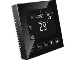 thermostaat WiFi voor elektrische vloerverwarming met sonde, Compatibel met Alexa, programmeerbare kamerthermostaat Smart APP & stembediening 16A Zwart