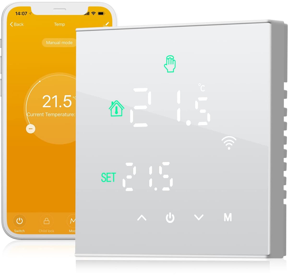 Programmeerbare Thermostaat Intelligente WiFi,, Water Warmte Thermostaat, LCD Touch Screen, TGW60W-WIFI-WP Wit — afbeelding 1
