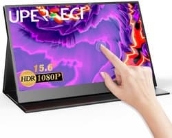 UPERFECT draagbare monitor van 15,6 inch met touchscreen | 10-Punts Aanraking | Full HD IPS | 16:09 | MINI HDMI&Dual USB-C | VESA-compatibel