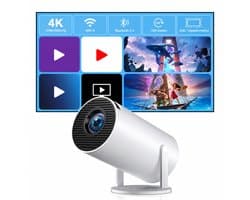 Mini beamer – Android 14 – WiFi 6 & Bluetooth 5.4 – 4K ondersteuning – 210° draaibaar – Auto Keystone