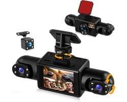 SnelShoppen - 4-kanaals dashcam auto 1080p met 360° rondom zicht, wifi, IR-nachtzicht, G-sensor, WDR, 2 inch display voor optimale verkeersveiligheid