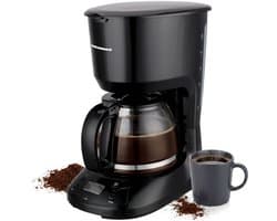Heinner Compact Koffiezetapparaat 1,25L – 750W – Nylon Filter – Anti-Drup & Warmhoudfunctie – Automatische Uitschakeling – Zwart – LCD Display