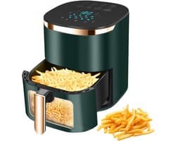 Airfryer Oven - Heteluchtfriteuse Digitale - Gezond Koken - Visueel Kookvenster - 8L - Zwart