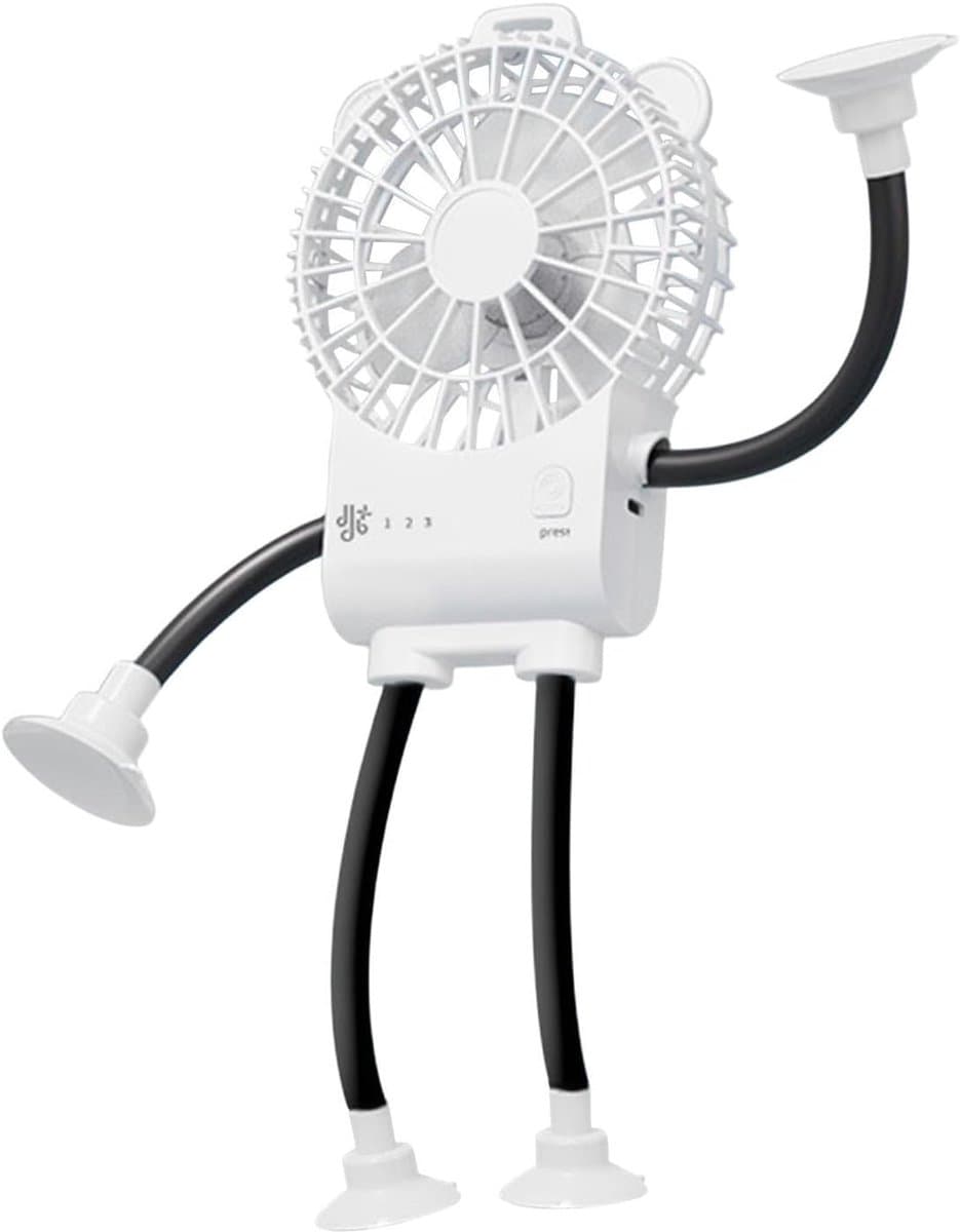 Bureauventilator - Tafelventilator - Persoonlijke Koeling - Robotvorm Zuignap - 16.7B x 5H cm - Wit — afbeelding 1