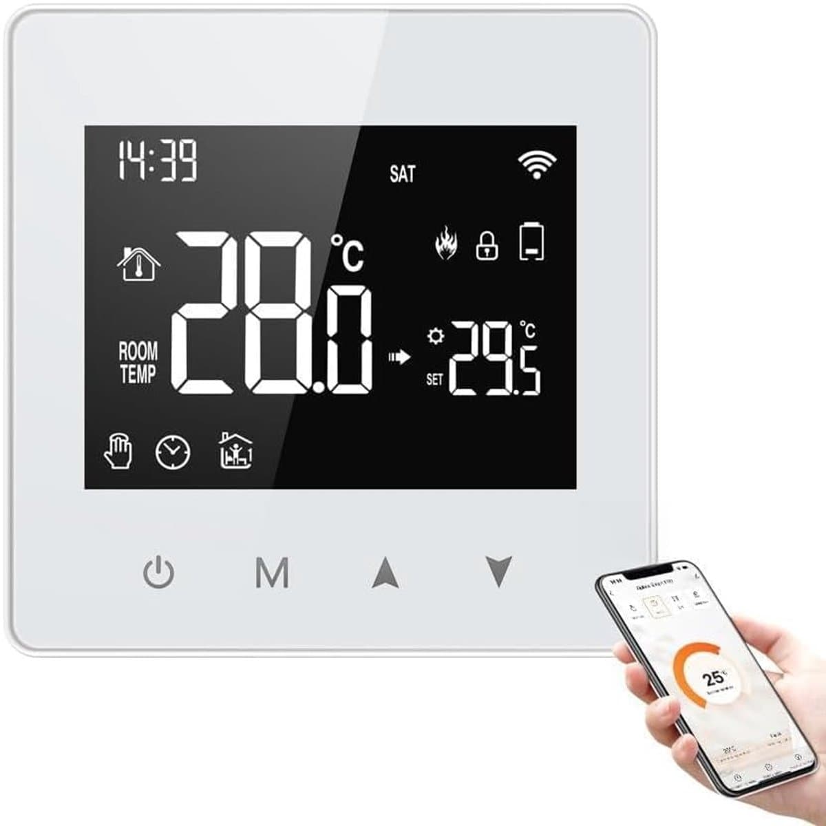 Slimme Thermostaat - Temperatuurregelaar Ketel - Comfort Thuis - App Afstandsbediening - Compact Formaat - Wit — afbeelding 1