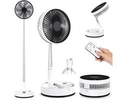 COOAU Statiefventilator - Zomerkoeling - Staande ventilator - Verkoeling woonkamer - Slaapkamer ventilator - Hittegolf oplossing - Verstelbare ventilator - Ventilator met afstandsbediening - Stille ventilator - Wit