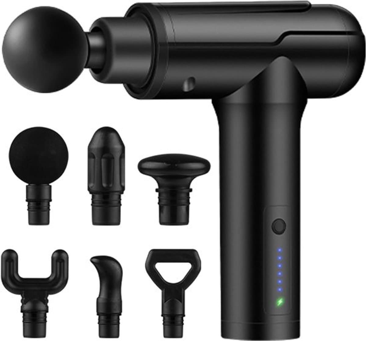 Massagepistool voor diep weefsel, rug- en nekmassageapparaat voor verlichting van pijn in het diepe weefsel, elektrisch spiermassagepistool voor de rug, handmassageapparaat, zwart — afbeelding 1