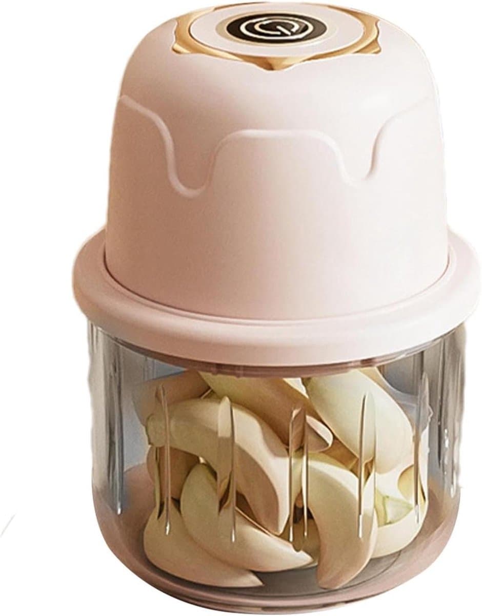 Elektrische Knoflook Hakker - Keukenmachine Mini - Snel Ingrediënten Snijden - Waterdicht Ontwerp - 350 ml - Roze — afbeelding 1