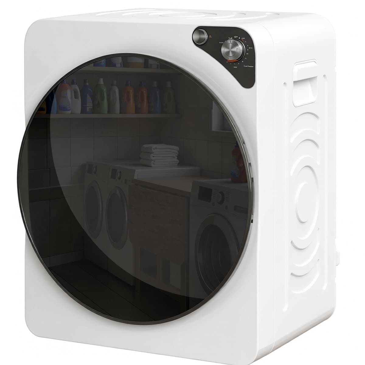 TEKROA® Draagbare mini-droger - 5 kg - 5 programma's, 1000 W, tot 60℃ - timer, roestvrijstalen trommel, voor thuisgebruik - wit — afbeelding 1