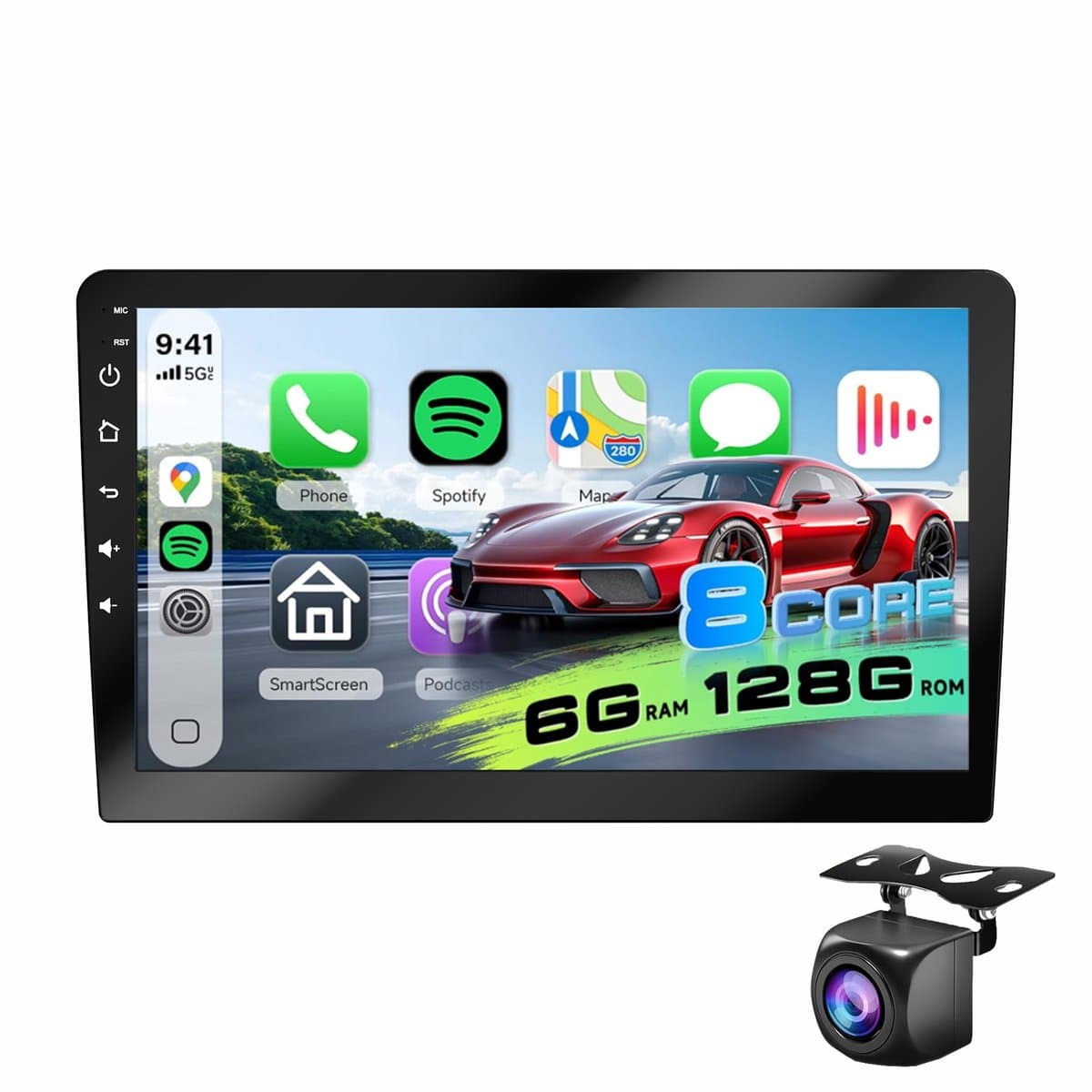 ESSGOO Autoradio 2Din Universeel - Android 15 - Apple Carplay & Android Auto (Draadloos) - 10 Inch QLED HD Touchscreen - 6+128GB - GPS Navigatiesysteem - Bluetooth, WiFi, USB - Achteruitrijcamera — afbeelding 1