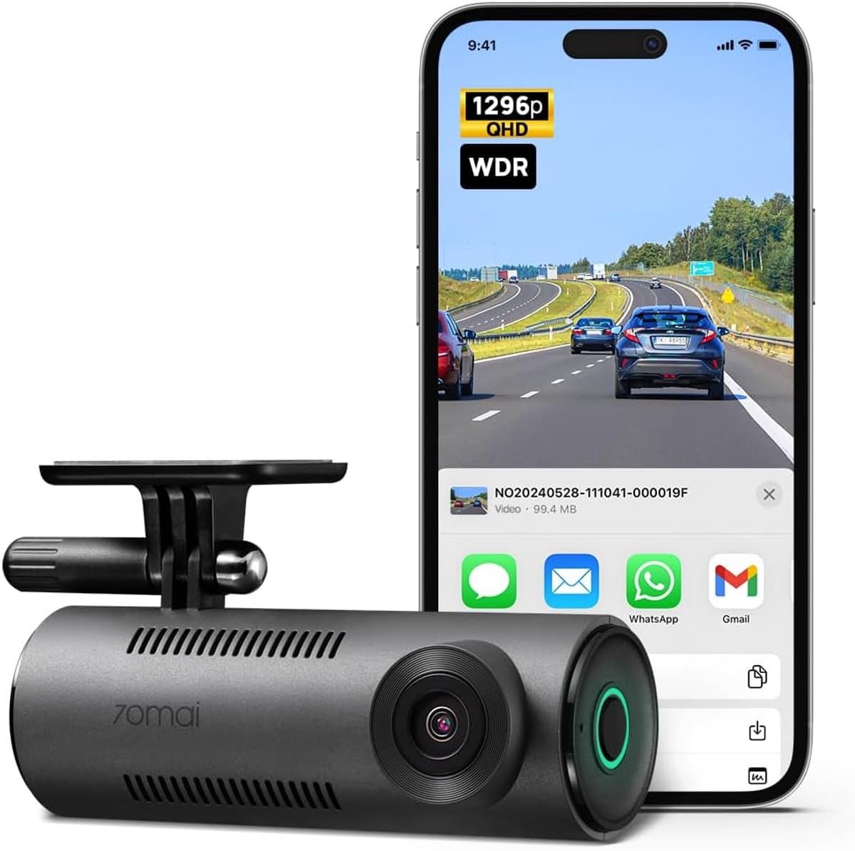 Dashcam - Auto camera - Verkeersveiligheid - 1440p QHD Resolutie - 143 graden groothoek - Zwart — afbeelding 1