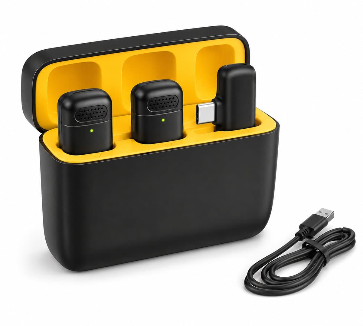 VANAVO® - Draadloze Microfoon - 2 Stuks - Dasspeld Microfoon - USB-C en Lightning - Geschikt voor Jack 3.5mm - Lavalier Microfoon Draadloos - Microfoons - Plug & Play - Inclusief 2 extra windscreens — afbeelding 1