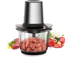 Elektrische Hakmolen - Keukenmachine Universal - Snel Ingrediënten Snijden - 4 Roestvrijstalen Messen - 1.5L Glazen Kom - Multicolor