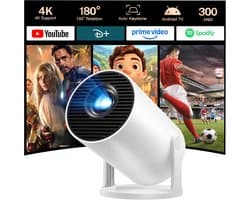 Mini-projector - 4K - Android 11 - Bluetooth 5 en Wifi 6 - Voor Telefoon/TV-Stick/HDMI/PS5/iOS