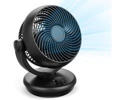 Desktop Air Circulator Fan, 3-Speed Stille Tafelventilator, 100° Verticaal en 80° Horizontaal Oscillerend, 24dB Laag Geluidsniveau, Draagbare Ventilator voor Binnen en Buiten.