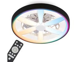 Plafondventilator met LED - stil en dimbaar - RGBIC - afstandsbediening - 5 snelheden - Ø48 cm