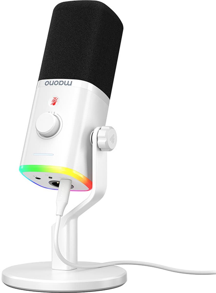 Maono PD100X - Microfoon voor Computer - USB/XLR Microfoon - Streaming - YouTube - Podcasting - Dynamische Microfoon - Plug & Play - Studio Geluidskwaliteit - Wit — afbeelding 1