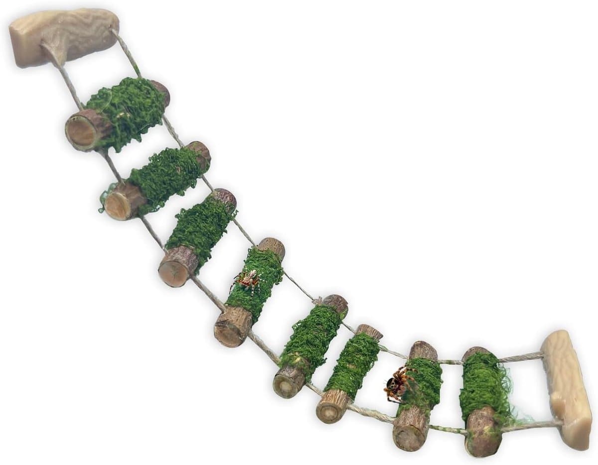 Spider Rope Bridge, een massief houten klimbrug, een accessoire voor springende spinnenbehuizing, handgemaakt, een spinsprongplatform, gebruikt als decoratief accessoire voor kleine — afbeelding 1