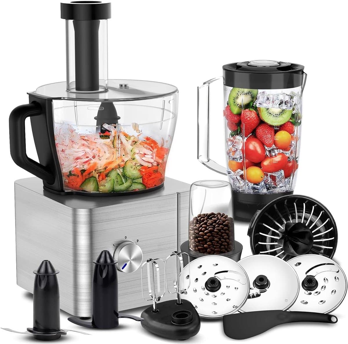 Keukenmachine - Foodprocessor Mixer - Koken Voorbereiden - 11-in-1 Multifunctioneel - 32 Liter - Zilver — afbeelding 1