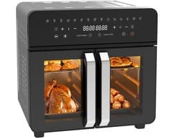 Airfryer Oven - 23L Heteluchtfriteuse met Franse Deuren - 15 Programma's - 2200 W - 12 Accessoires - Verwijderbare Tussenwand voor Kookruimte - 50-200°C