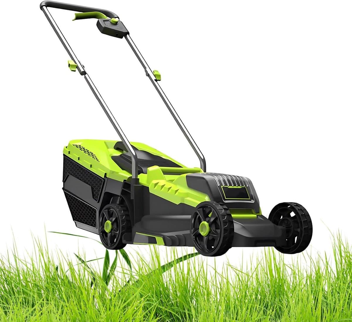 Elektrische Grasmaaier - Duwmaaier Accu - Gazon Onderhouden - Borstelloze Motor - 33 cm Maaibreedte - Grijs — afbeelding 1