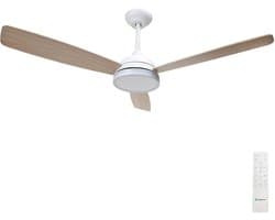Led | Plafondventilator | LED Verlichting | Incl. Afstandbediening | 2700-6500K | Dimbaar | Ø132cm | 3 Bladen | Wit/Beige