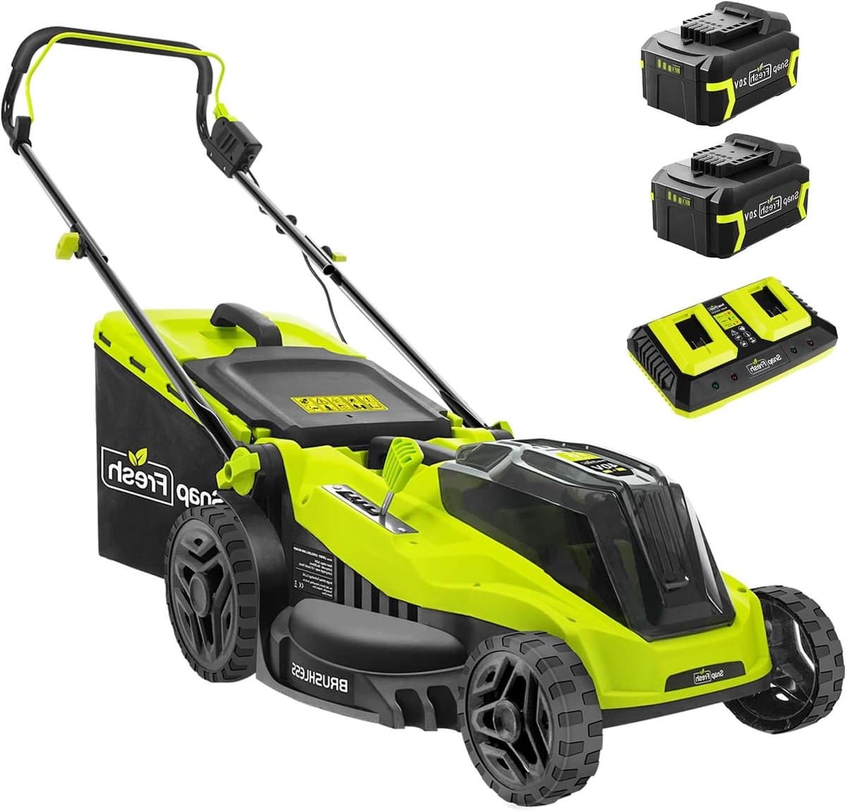 Elektrische Grasmaaier - Draadloze Maaier - Gazon Onderhoud - Met Dubbele Batterij - 38CM Snijbreedte - Groen — afbeelding 1
