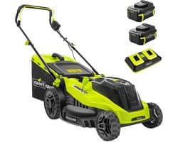 Elektrische Grasmaaier - Draadloze Maaier - Gazon Onderhoud - Met Dubbele Batterij - 38CM Snijbreedte - Groen