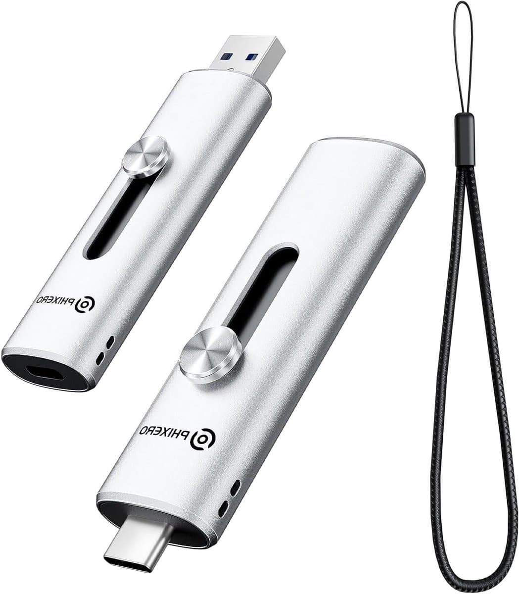 Dubbele poort USB-drive - Geheugenstick - Bestanden Overzetten - Dubbele USB aansluiting - 512 GB - Zilverkleurig — afbeelding 1