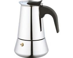 Koffiepot Italiaanse Espresso Maker INDUCTIE - 200ml - 4 kopjes - Moka Express Percolator 4 kops Roestvrijstaal - Palermo