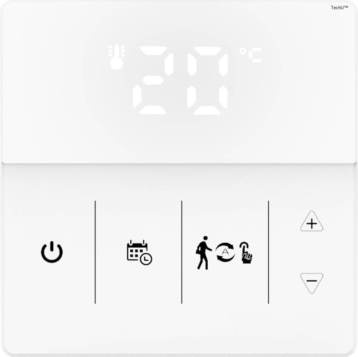 TechU™ Smart Thermostaat Thin – Wit – Alleen voor Elektrische Vloerverwarming – App & Wifi – Google Assistant & Amazon Alexa – Persoonlijk Programma Instelbaar — afbeelding 1