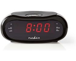 Nedis Wekkerradio - LED - AM / FM - Snoozefunctie - Slaaptimer - 2 Alarmen - Zwart