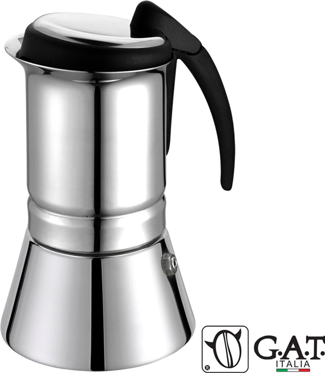 G.A.T. Italia Thema Inductie Moka Percolator RVS 4 kops - 200ml - Made in Italy — afbeelding 1