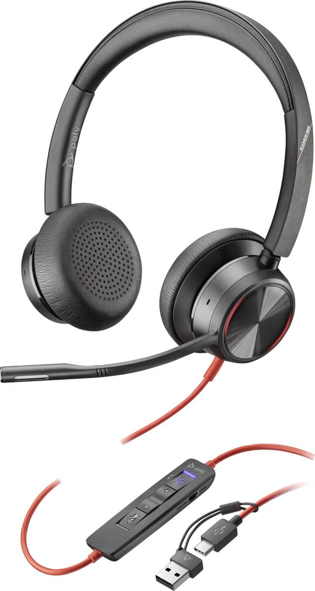 HP Poly Blackwire C8225-M – On-ear headset – Kabel – Stereo – Zwart – Noise Cancelling – Volumeregeling – Microfoon uitscha — afbeelding 1