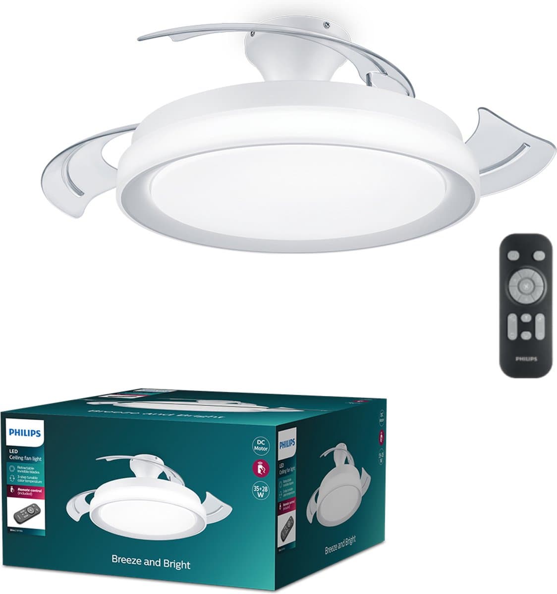 Philips Bliss LED-plafondlamp - met ventilator - wit — afbeelding 1