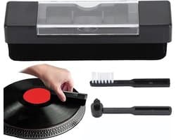 Platenborstel - Premium platenborstel - 2 in 1 Set - Inc. naald- en schoonmaakborstel - Antistatisch - LP Borstel - Soft Brush Record Brush - Vinyl Borstel - Hoogwaardige Platenreiniger - Platenreinigingsborstel - Plaatborstel Van Carbon - Zwart