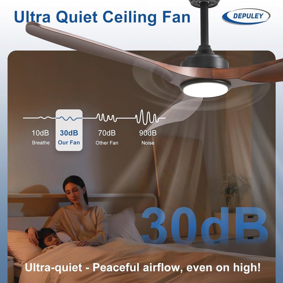 Rechthoekige 52 inch plafondventilator met verlichting en afstandsbediening — afbeelding 1