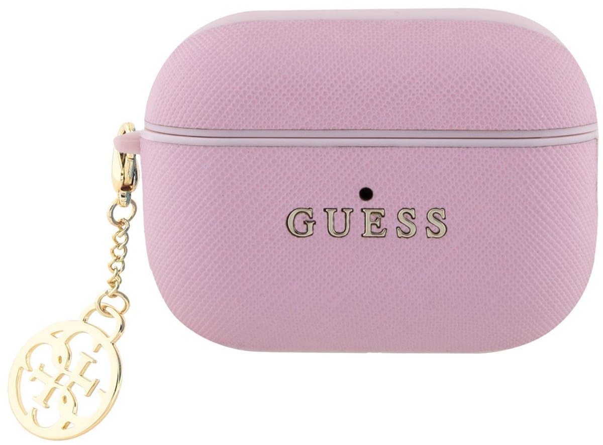 Guess Airpods Pro & Pro 2 Case - Saffiano - Circle Charm - Roze — afbeelding 1