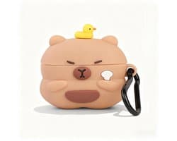 Namajunas - Case geschikt voor Apple AirPods Pro / AirPods Pro 2 hoesje - Hoesje Geschikt voor AirPods Pro / Pro 2 Hoesje Silicone Case - optimal bescherming - Valbescherming - Capibara Hoesje Silicone Case - Met karabijnhaak - Capybara